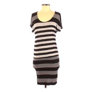 Soft Joie XS grey‎ & black stripe stretch short sleeve stretch t-shirt dress